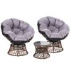 Outdoor Lounge Setting Papasan Chairs Table Patio Furniture Wicker Brown