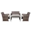 Garden Furniture Outdoor Lounge Setting Wicker Sofa Set Storage Cover Mixed Grey