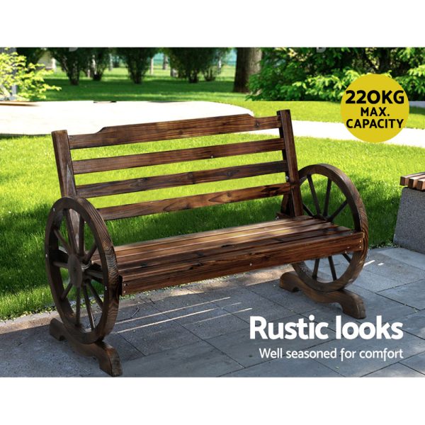 Gardeon Wooden Wagon Wheel Bench – Brown