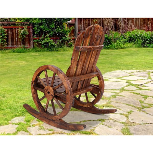 Wagon Wheels Rocking Chair – Brown