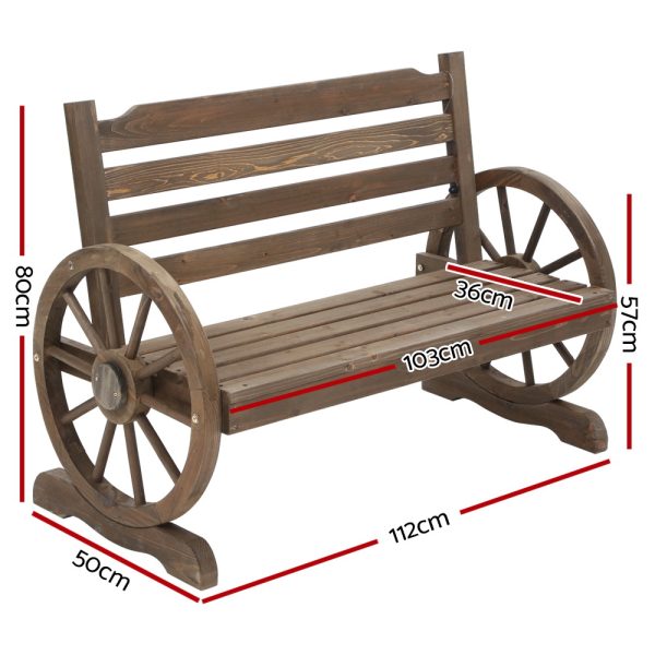 Outdoor Garden Bench Wooden 2 Seat Wagon Chair Patio Furniture Teak