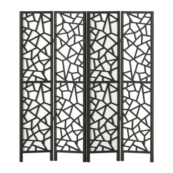 Carencro Room Divider Screen Privacy Wood Dividers Stand 4 Panel Black