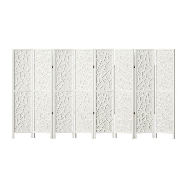 Carencro Room Divider Screen Privacy Wood Dividers Stand 8 Panel White