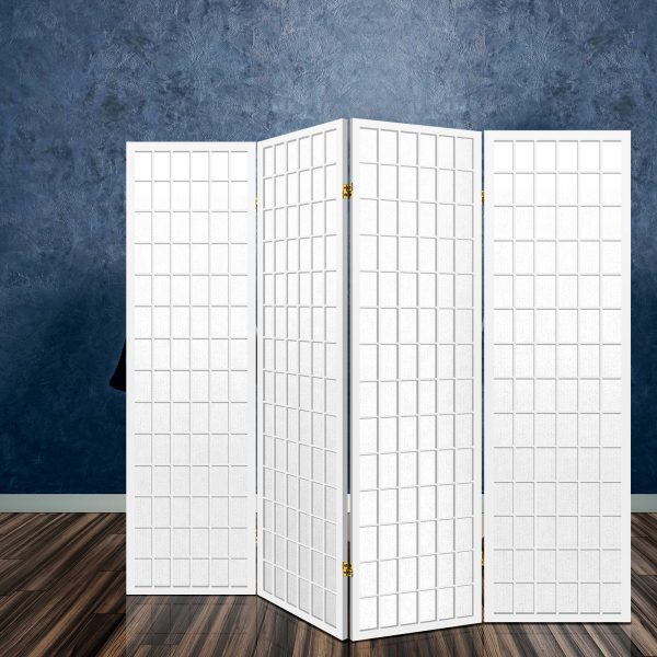 Altamont Room Divider Screen Wood Timber Dividers Fold Stand Wide White 4 Panel