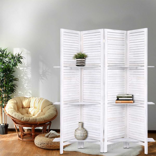 Brooksville Room Divider Privacy Screen Foldable Partition Stand 4 Panel White