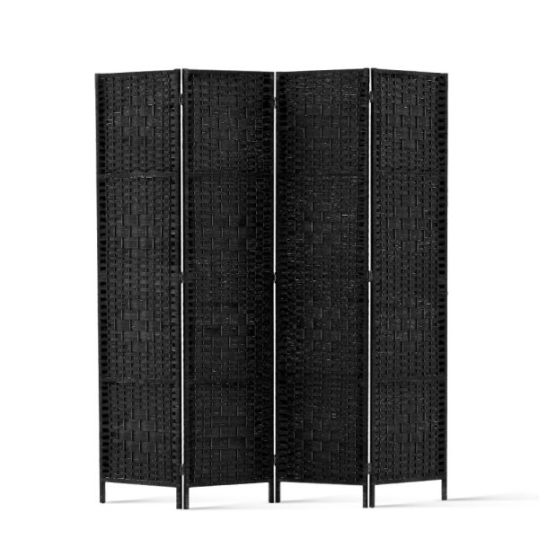 Dania 4 Panel Room Divider Screen Privacy Timber Foldable Dividers Stand Black