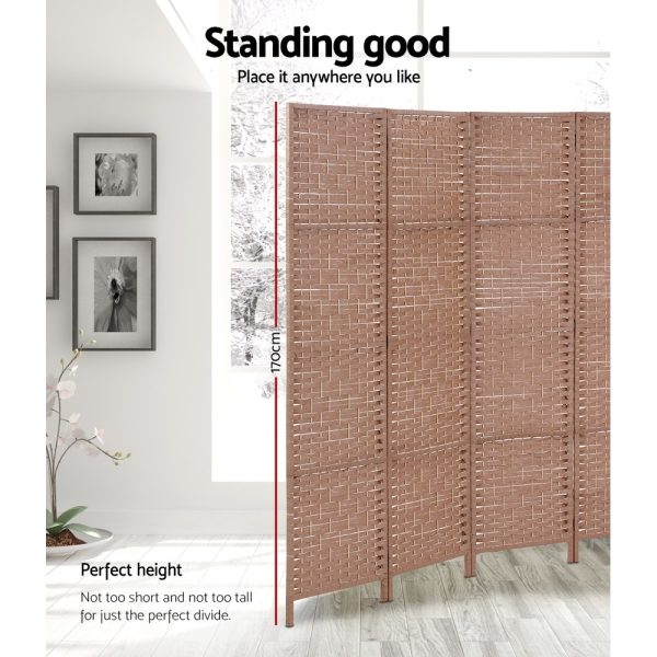 4 Panel Room Divider Screen Privacy Timber Foldable Dividers Stand Natural