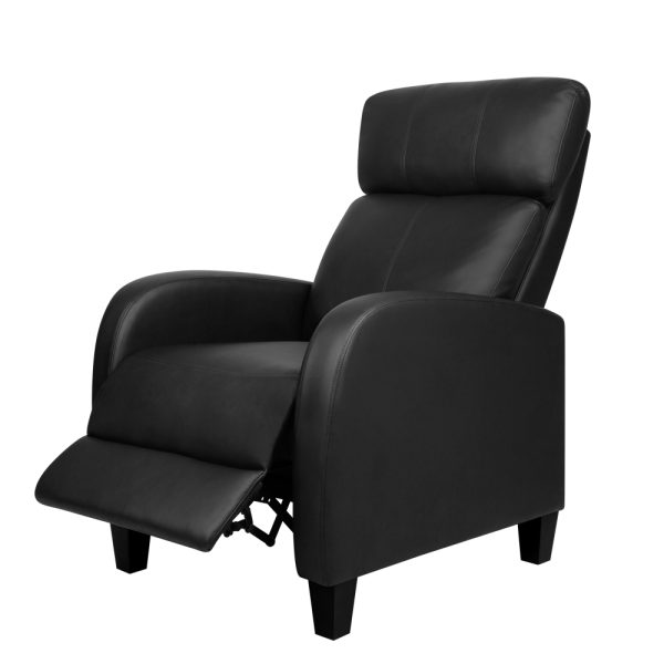 PU Leather Reclining Armchair – Black
