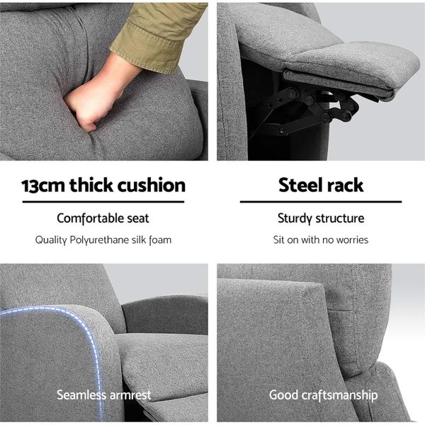 Fabric Reclining Armchair – Grey