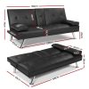 Sofa Bed Lounge Futon Couch 3 Seater Leather Cup Holder Recliner