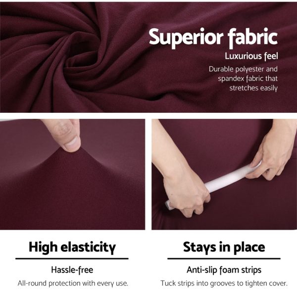 Sofa Cover Elastic Stretchable Couch Covers Burgundy 3 Seater
