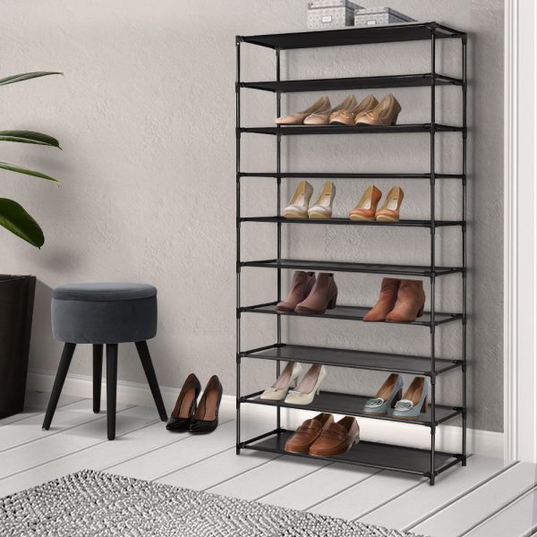 Shoe Rack 10-Tier (50 Pair) Shoes Organiser DIY Stackable Organizer Storage Shelf Stand Holder Portable Wardrobe Black