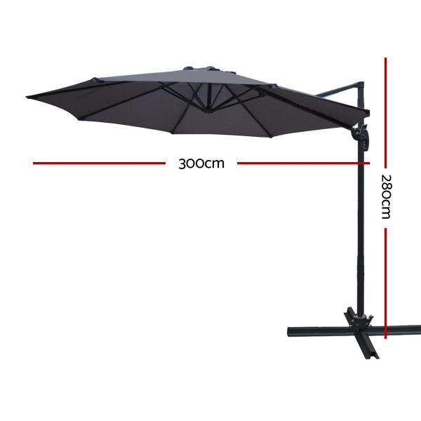 3M Roma Outdoor Furniture Garden Umbrella 360 Degree Charcoal