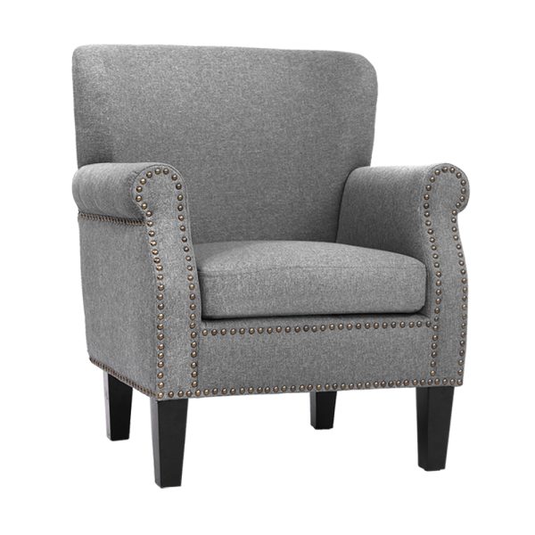 Armchair Accent Chair Retro Armchairs Lounge Accent Chair Single Sofa Linen Fabric Seat Grey