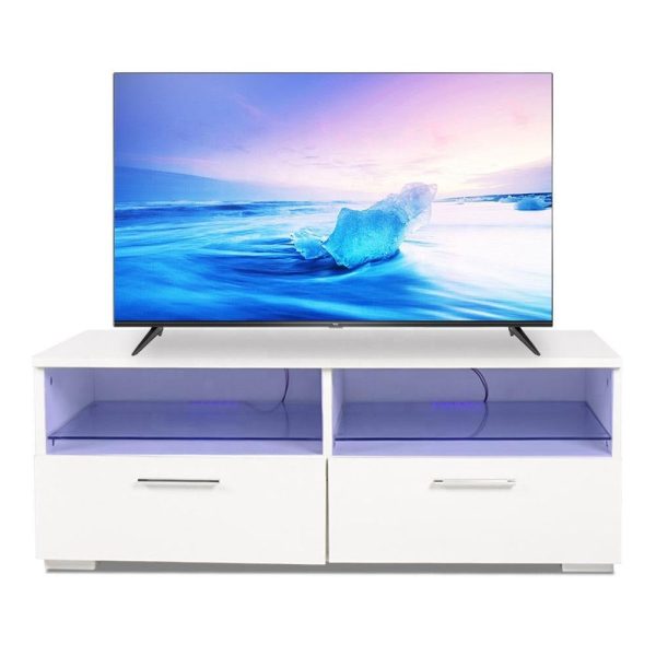 Amesbury White TV Cabinet with LED lights with RGB remote control