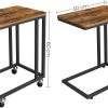 VASAGLE End Table Side Table Coffee Table with Steel Frame and Castors Rustic Brown and Black LNT50X