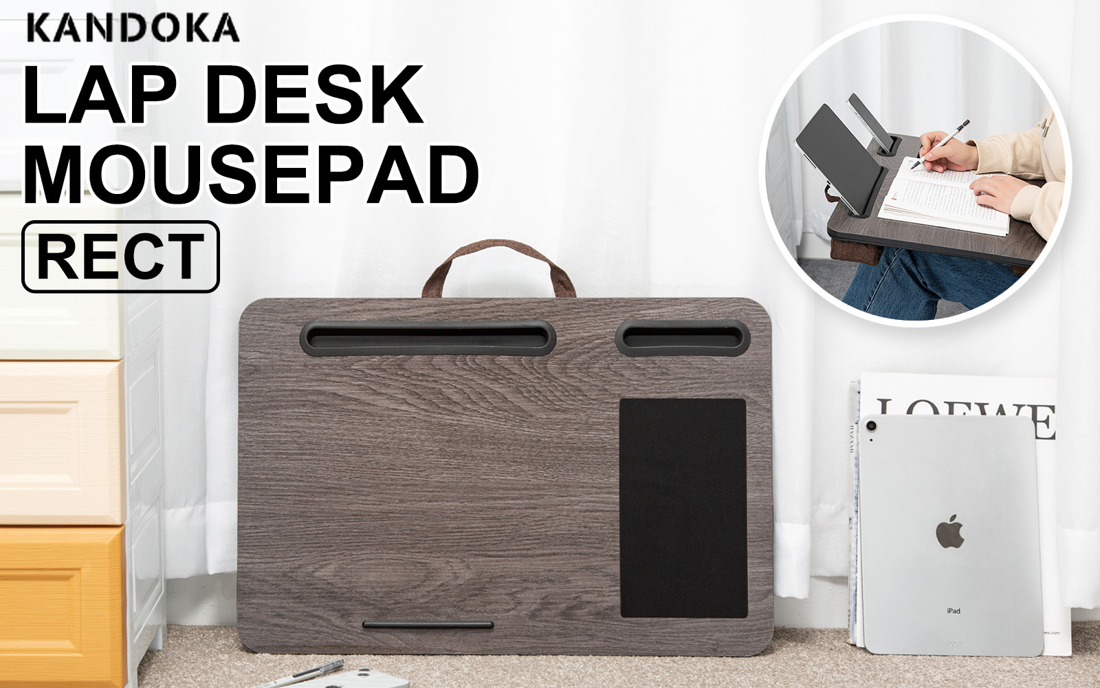 Kandaka Acacia Lap Desk Laptop Tablet Stand Cushioned Lapdesk Mousepad
