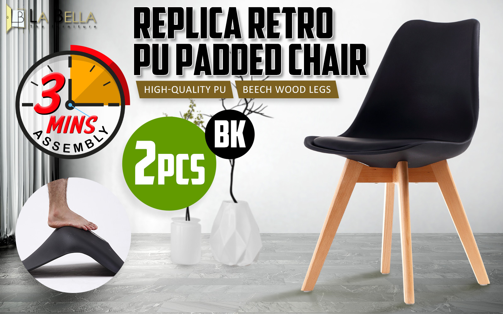 Retro Dining Cafe Chair Padded Seat