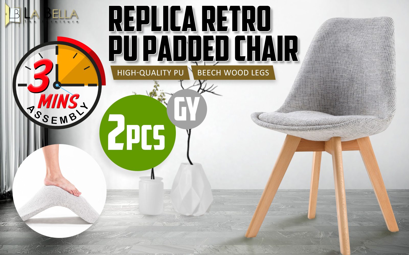 Retro Dining Cafe Chair Padded Seat