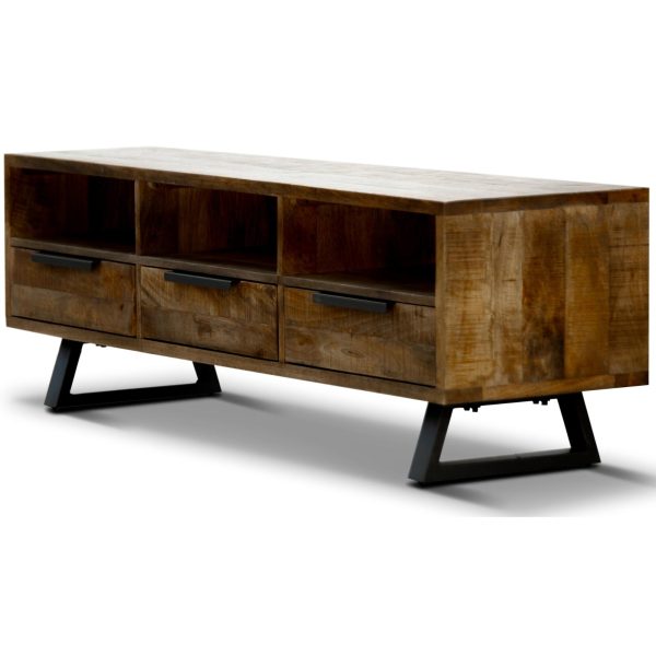 Arno ETU Entertainment TV Unit 150cm 3 Drawer Mango Wood Unique Furniture