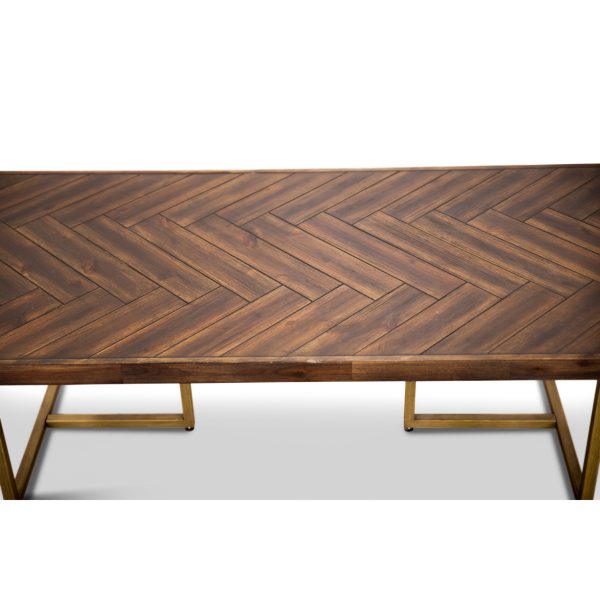Tuberose Coffee Table 120cm Solid Acacia Wood Home Herringbone Parquet – Brown