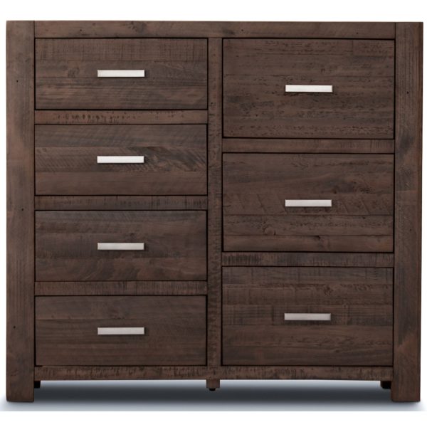 Catmint Tallboy 7 Chest of Drawers Pine Wood Bed Storage Cabinet – Grey Stone