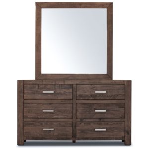 Catmint Dresser Mirror 6 Chest of Drawers Tallboy Storage Cabinet – Grey Stone