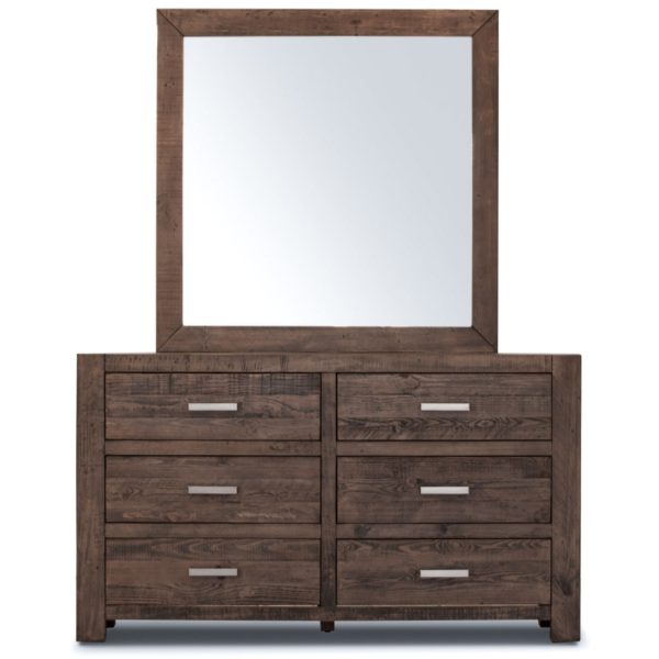 Dresser Mirror 6 Chest of Drawers Tallboy Storage Cabinet – Grey Stone
