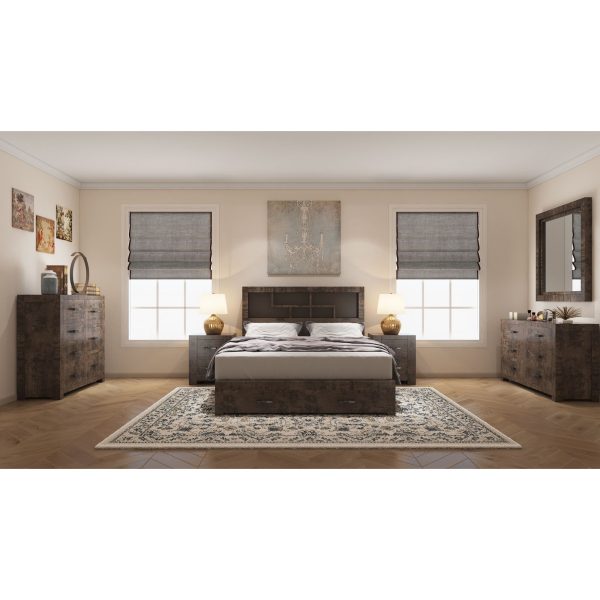 5pc Queen Bed Suite Bedside Dresser Bedroom Furniture Package Grey Stone