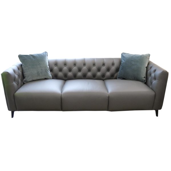Luxe Genuine Forli Leather Sofa 3.5 Seater Upholstered Lounge Couch – Dark Grey