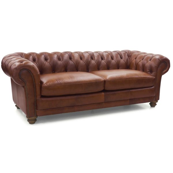 Sonny 3 Seater Genuine Leather Sofa Chestfield Lounge Couch – Butterscotch