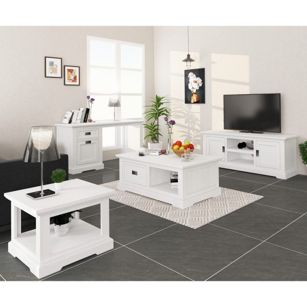 Laelia ETU Entertainment TV Unit 160cm 2 Door Solid Acacia Wood Coastal – White