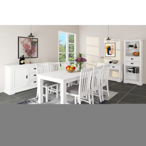 Laelia 9pc Dining Set 220cm Table 8 Chair Acacia Wood Coastal Furniture – White