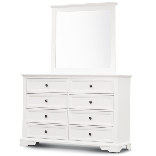 Dresser Mirror 8 Chest of Drawers Bedroom Timber Storage Cabinet – White