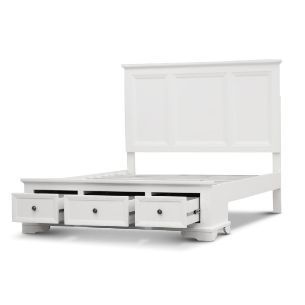 5pc King Bed Frame Bedroom Suite Bedside Dresser Mirror Package – White