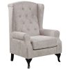 Mellowly Wing Back Chair Sofa Chesterfield Armchair Fabric Uplholstered – Beige