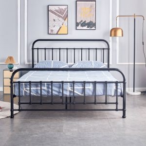 Metallica Queen Bed Size Metal Frame Platform Mattress Base – Black