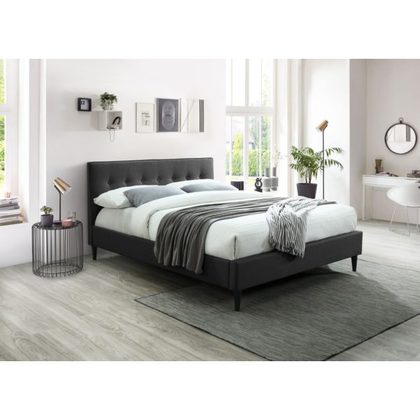 Buttercup Queen Size Bed Frame Timber Mattress Base Fabric Upholstered – Grey