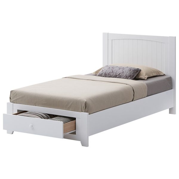 Bed Frame King Single Size Mattress Base Storage Drawer Timber Wood-WHT
