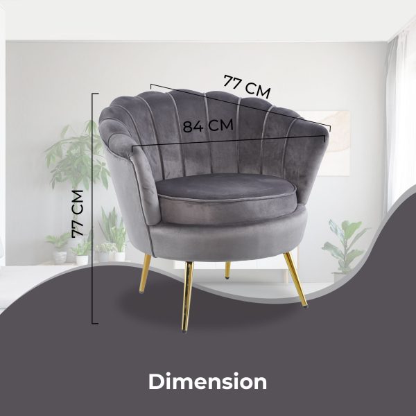Bloomer Velvet Fabric Accent Sofa Love Chair – Grey