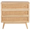 Olearia  Storage Cabinet Buffet Chest of 3 Drawer Mango Wood Rattan Natural
