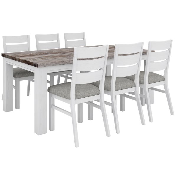 Plumeria Dining Chair Set of 2 Solid Acacia Wood Dining Furniture – White Brush