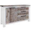 Plumeria Buffet Table 145cm 1 Door 3 Drawer Solid Acacia Timber – White Brush