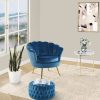 Cosmos Tufted Velvet Fabric Round Ottoman Footstools – Blue