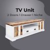 Orville ETU Entertainment TV Unit 214cm 2 Door Solid Acacia Timber – Multi Color