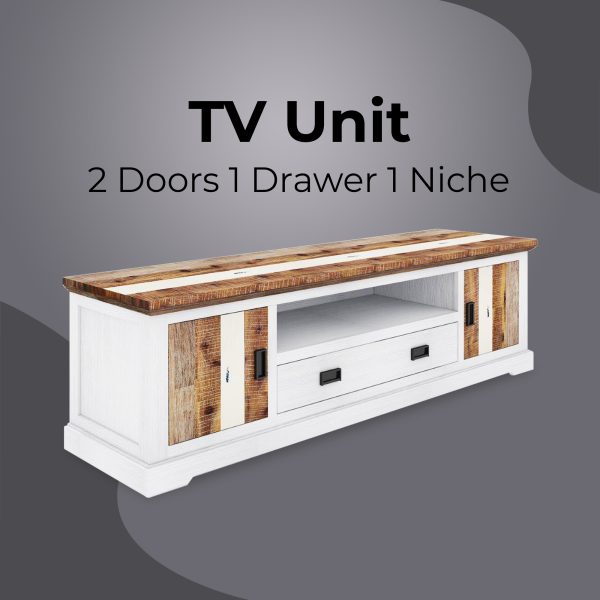 Davie ETU Entertainment TV Unit 2 Door Solid Acacia Timber – Multi Color