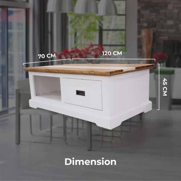Orville Coffee Table 120cm 1 Drawer Solid Acacia Timber Wood – Multi Color