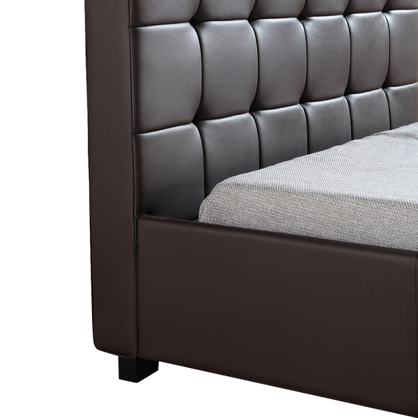 King Single PU Leather Deluxe Bed Frame Brown