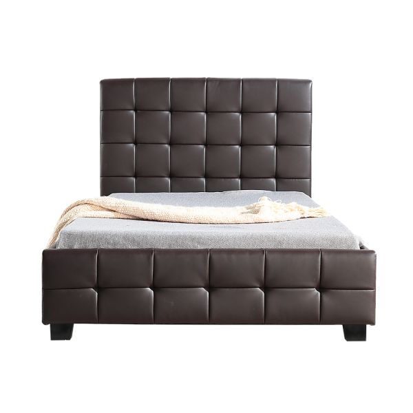 King Single PU Leather Deluxe Bed Frame Brown