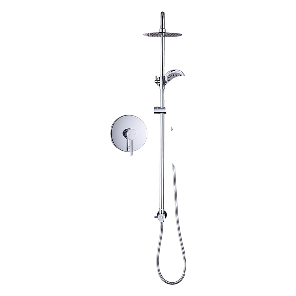 WELS 8″ Rain Shower Head Set Rounded Dual Heads Faucet High Pressure With Mixer